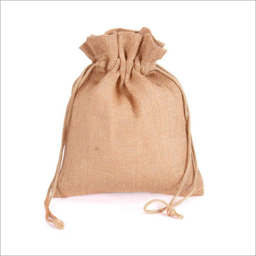 Brown Drawstring Jute Potli Bag