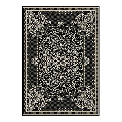 Black Color Chenille Carpet Design: Modern