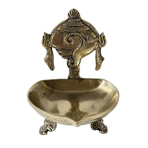 Shankh Narayan Oil Lamp Diya Deepam Brass Lamp for table and home decor