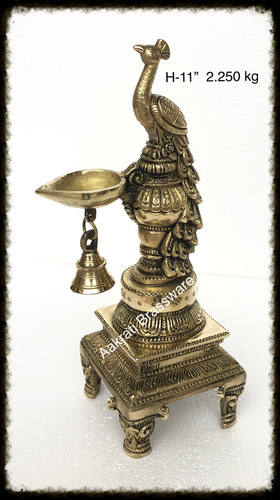 Peacock Brass Diya Or Deepak 27.5cm Diwali Decoration Lamps Home Decor Traditional Indian oil decorative lamps Auspicious Diya