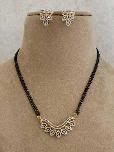 Natural Diamond Mangalsutra With Earring