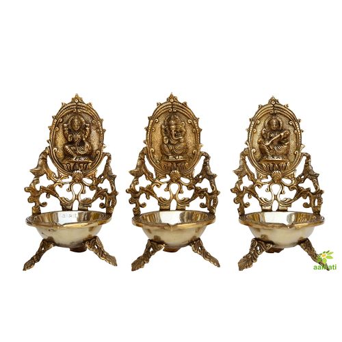 Laxmi Ganesh Saraswati brass deepak  oil lamp  table diya  showpiece