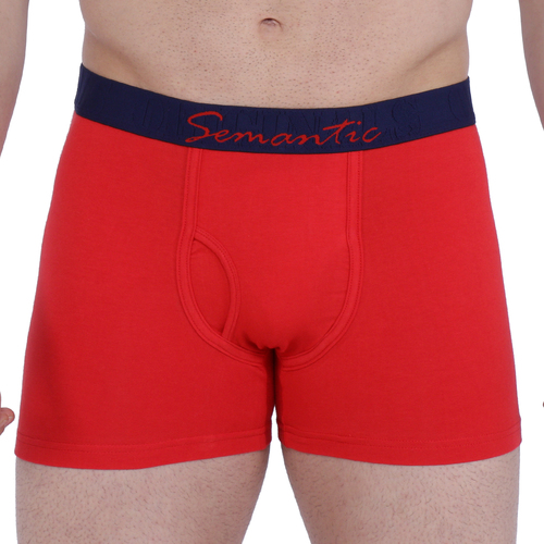SEMANTIC COTTON-ELASTANE RED TRUNKS WITH FLY