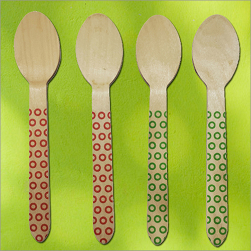 Brown Biodegradable Printed Wooden Spoon