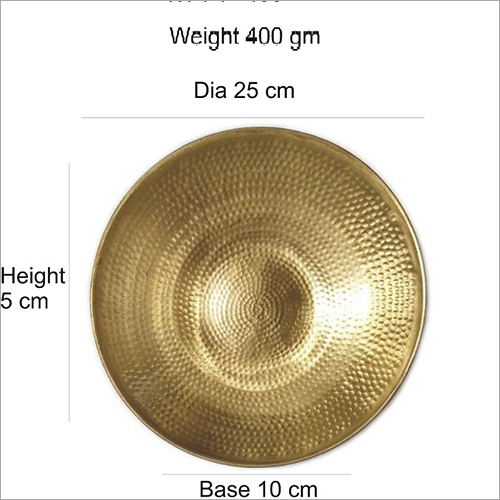 Brass Round Hammered Platter Tray