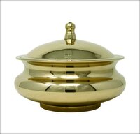Bronze Serving Dish - 19.5x19.5x13 Cms | Polished Metal Finish, Elegant Lid Design, 1000 Grams Weight