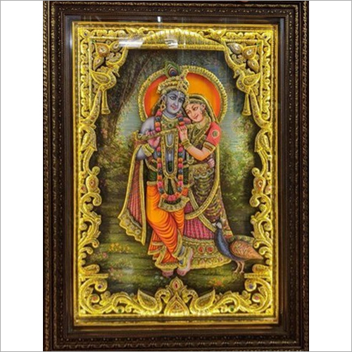 Wooden Multicolor Radha Krishna 3D Painting