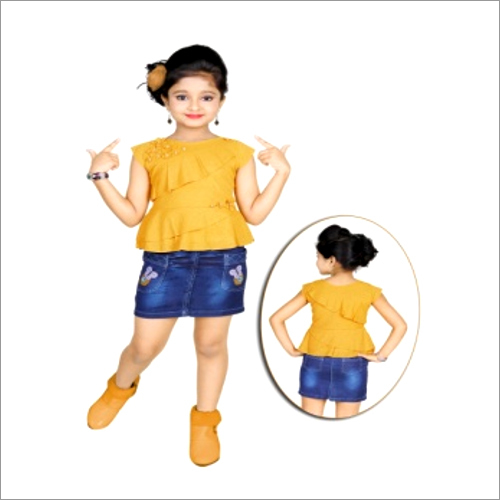 Washable Kids Party Wear Top And Skirt