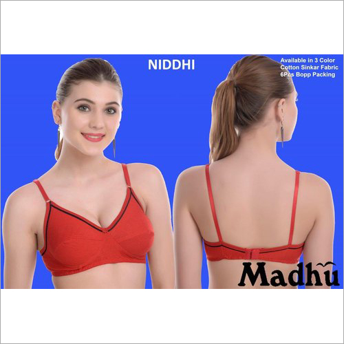 Madhu Full Coverage Plain Comfortable Soft Cotton Ladies T Shirt Bra