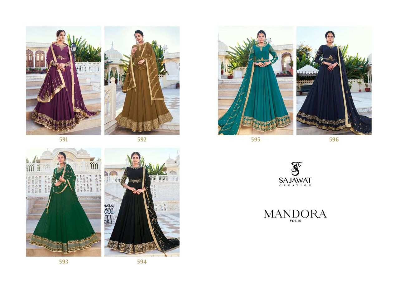 Mandora Vol  2 Designer Faux Georgette Gown Catalogue
