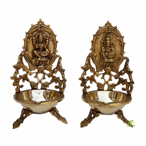 Brass Diyas for Pooja  Laxmi Ganesh diya  Deepak for Puja Aarti  Oil Lamp  House Warming Decoration  Religious Diwali Gifts
