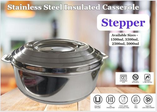 Round Regular Treat Stainless Steel Casserole 