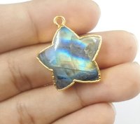 Labradorite Star Shape - Handmade Pendant Electroplated Gold Jewelry - Making By Necklace Pendant