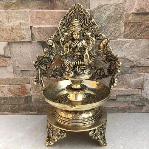 Laxmi ji big large diya indian religious handmade worship metal craft By Aakrati