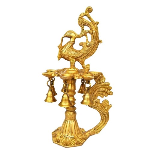 Polishing Bird Figure Brass Metal Pooja Ghar Oil Lamp By Aakrati