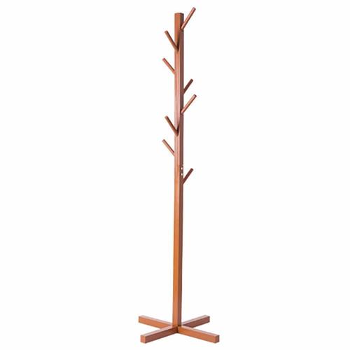 8 Hooks Bamboo Coat and Hat Rack Solid Feet for Clothes Scarves and Hats