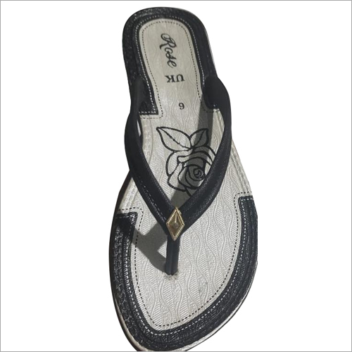 Black And White Ladies Flat Slippers