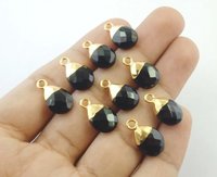 Black Onyx Teardrop Gold Pendant Electroplated Gemstone Size 9x12mm Faceted Briolette Teardrop Charms Necklace