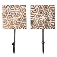 Mango Wood Carved Wall Hooks Burnt White Wash Size: 3.5 X 3.5 Inch (15 - Mm)