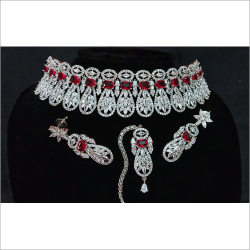 Ladies American Diamond Choker Set
