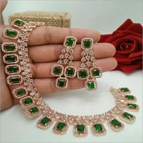 American Green Diamond Necklace Set at Best Price in Faridabad ...