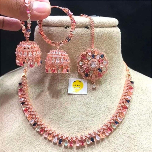 CZ Rose Necklace Set