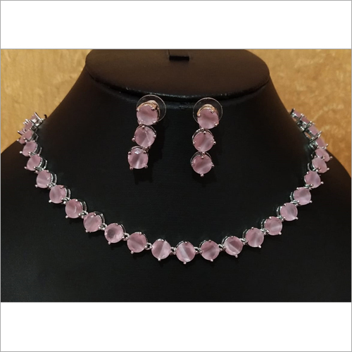 CZ Pink Necklace Set