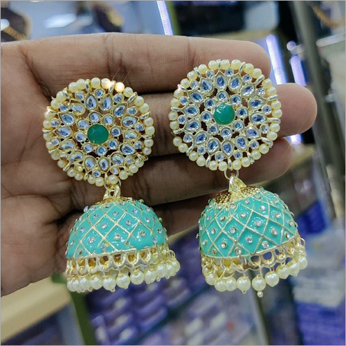 Designer Kundan Minakari Jhumka Earrings
