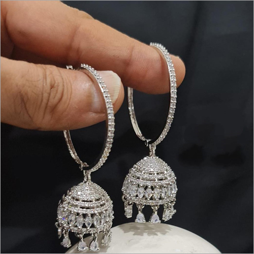 Designer Beauty Silver Jhumka Earrings By MAHESHWARI POINT