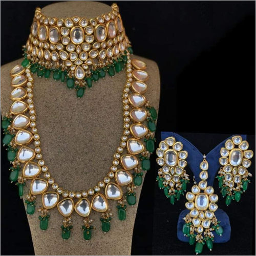 Green Color Kundan Bridal Set at Best Price in Faridabad | Maheshwari Point