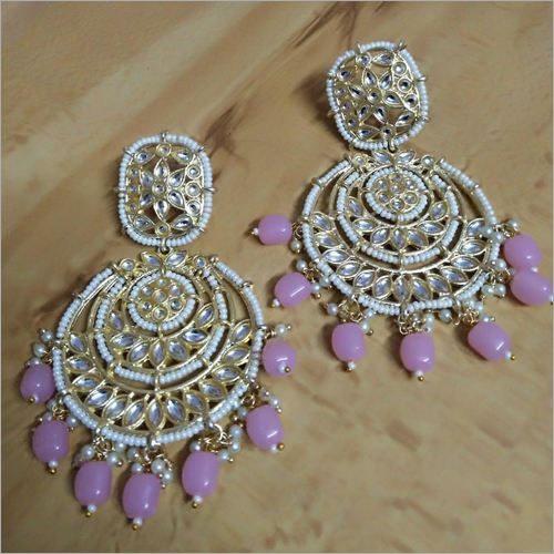 American Pink Diamond Kundan Earrings