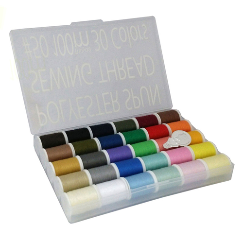 30 Color Set of Polyester All-Purpose Sewing Threads 110 Yards/100 m