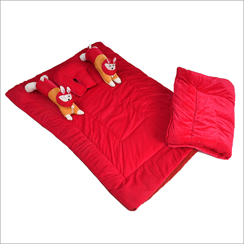 Washable Red Velvet Baby Bed With Pillow