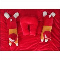 Red Velvet Baby Bed With Pillow