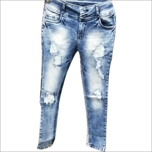 Washable Ladies Denim Ripped Jeans