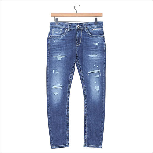 Blue Mens Washed Denim Jeans