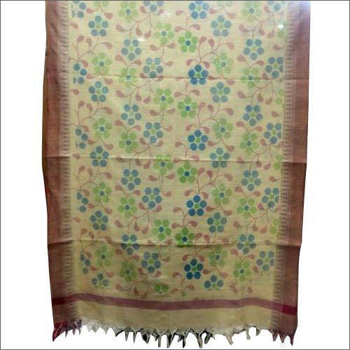 Multicolor Ladies Hand Printed Silk Dupatta