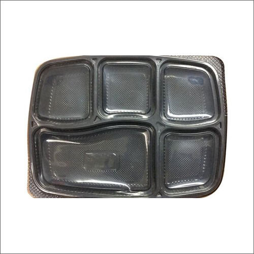 Five Compartment Black PVC Tray