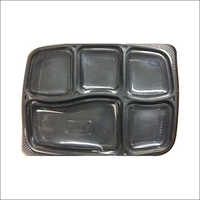 Five Compartment Black Pvc Tray - Pvc Material, Customized Size, Rectangular Shape, Black Color | Designed For Commercial Meal Delivery With Individual Plastic Lids