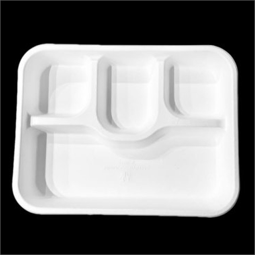 4 Compartment White Sugarcane Meal Plate