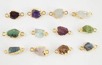 Raw Gemstone Connector Gold/Silver Electroplated Connector - Birthstone Connector