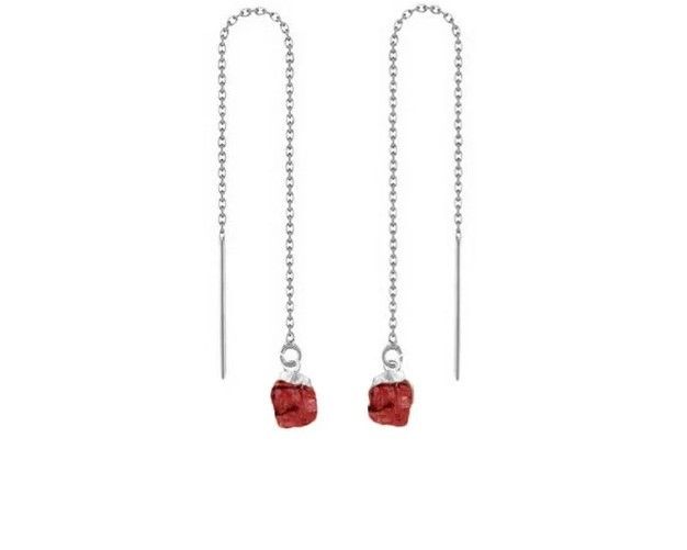 Raw Citrine Gemstone Threader Earrings - Solid Silver Threader Earring - November Birthstone Earrings Jewelry