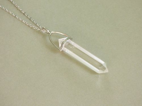 14kt gold teardrop diamond rainbow quartz crystal bar necklace | Luna Skye