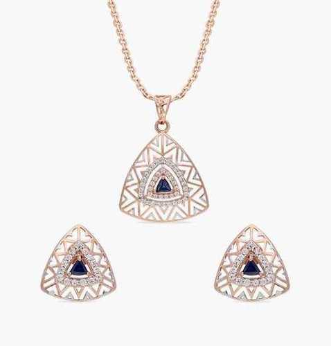 Natural Diamonds And Synthetic Blue Sapphire Pendant Set