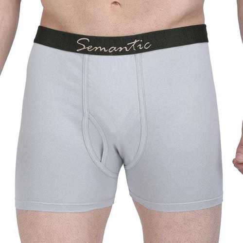 SEMANTIC COTTON Light Grey LONG TRUNKS WITH FLY - SOLID