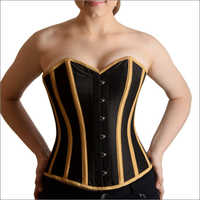 Ladies Black And Gold Overbust Corset