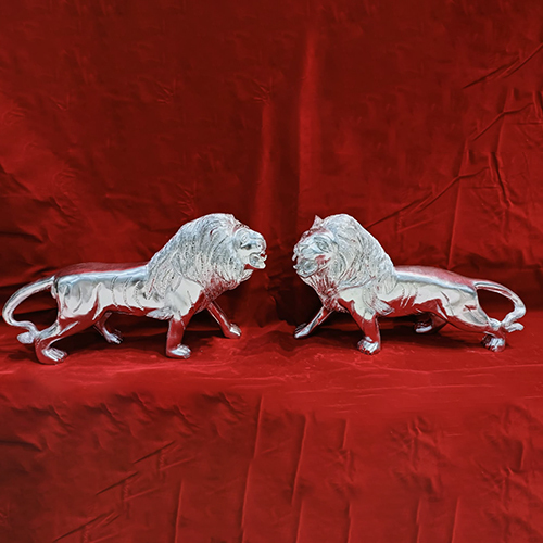 Silver Lion Statue By SHYAMA TRADERS