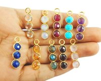 Pendant And Connector Birthstone Gold Plated Bezel Set Charm 5mm Faceted Gemstone Birthstone Color Earring and Necklace