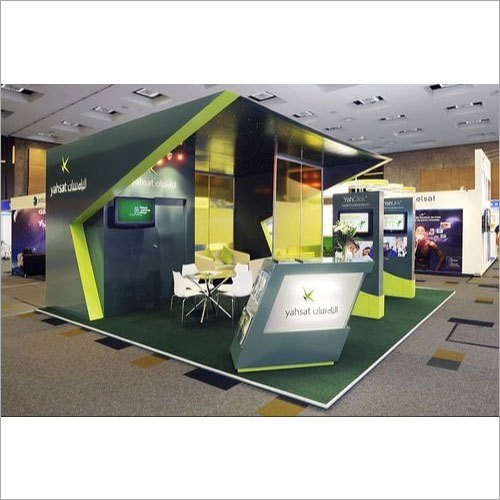 Green Colored Exhibition Stall