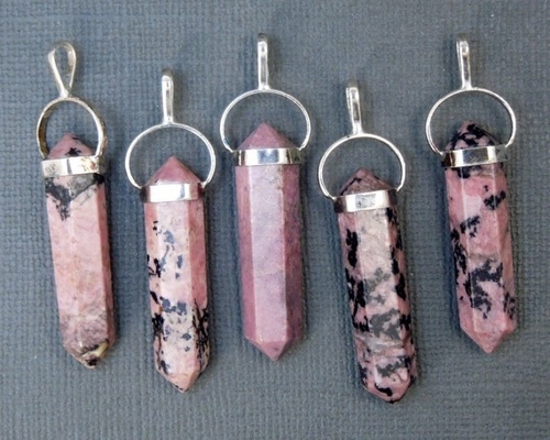 Rhodonite Double Point Pendant